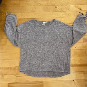 Alkamy Cozy Gathered Sleeve Brushed Knit Pullover